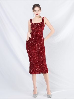 Sequined Velvet Bottom Dress: Women’s Daily Glam