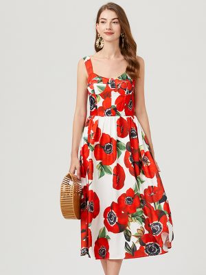 Summer Sleeveless Floral A-line Dress: Women’s Elegant Fashion