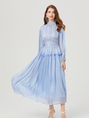 Solid Elegant A-line Maxi Dress: Spring/Fall Women’s Fashion