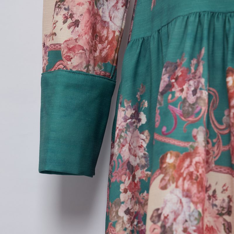Spring Printed Lapel Maxi Dress: Long Dress, Lace-Up - Image 8