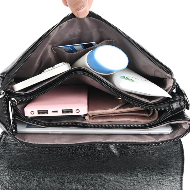 High Quality Luxury Designer  Leather Solid Crossbody Sac - Image 3