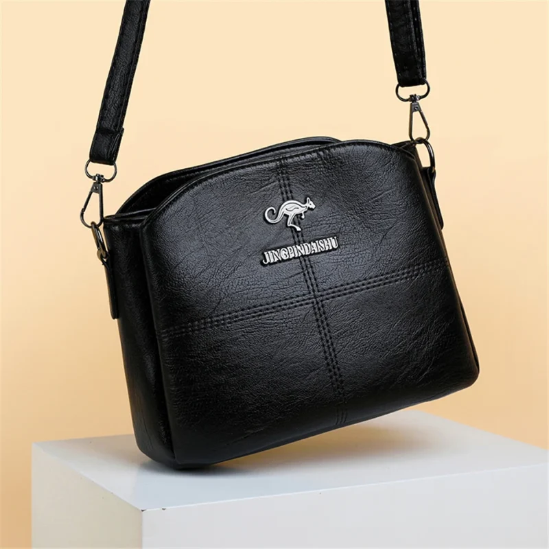 3 Layers PU Leather Crossbody Shoulder Messenger Bag - Image 3