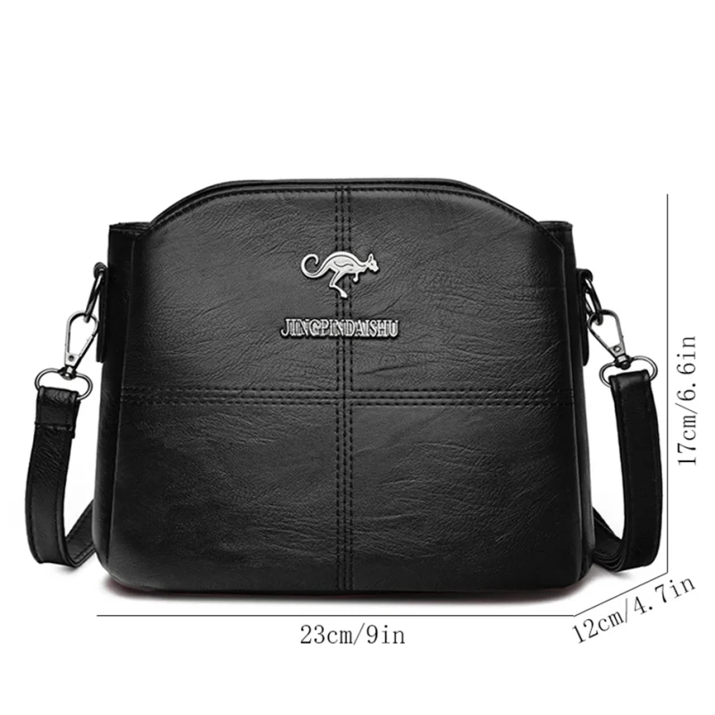 3 Layers PU Leather Crossbody Shoulder Messenger Bag - Image 5