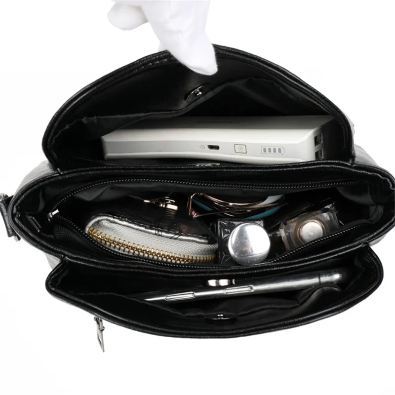 3 Layers PU Leather Crossbody Shoulder Messenger Bag - Image 7