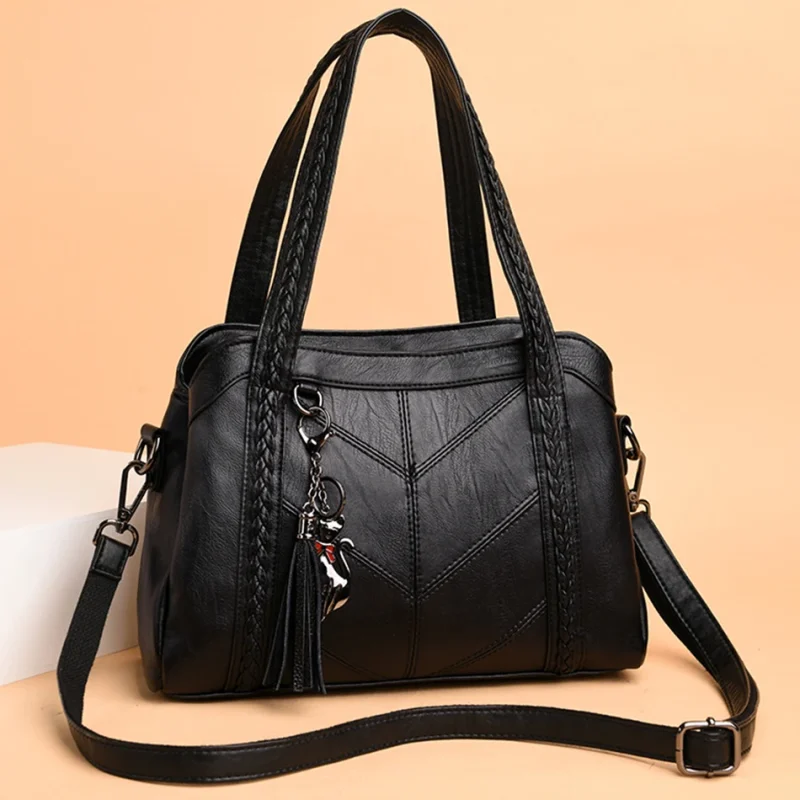 3 Layers Sac A Main High Quality Leather Luxury Handbag - Image 2