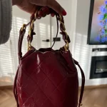 Eco Genuine Leather Quilted Drawstring Bucket Bag photo review