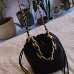 Eco Genuine Leather Quilted Drawstring Bucket Bag photo review