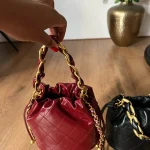 Eco Genuine Leather Quilted Drawstring Bucket Bag photo review