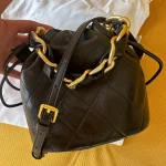 Eco Genuine Leather Quilted Drawstring Bucket Bag photo review