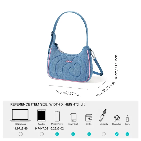 Luxury Design Women's Crescent Blue Bag - Image 5