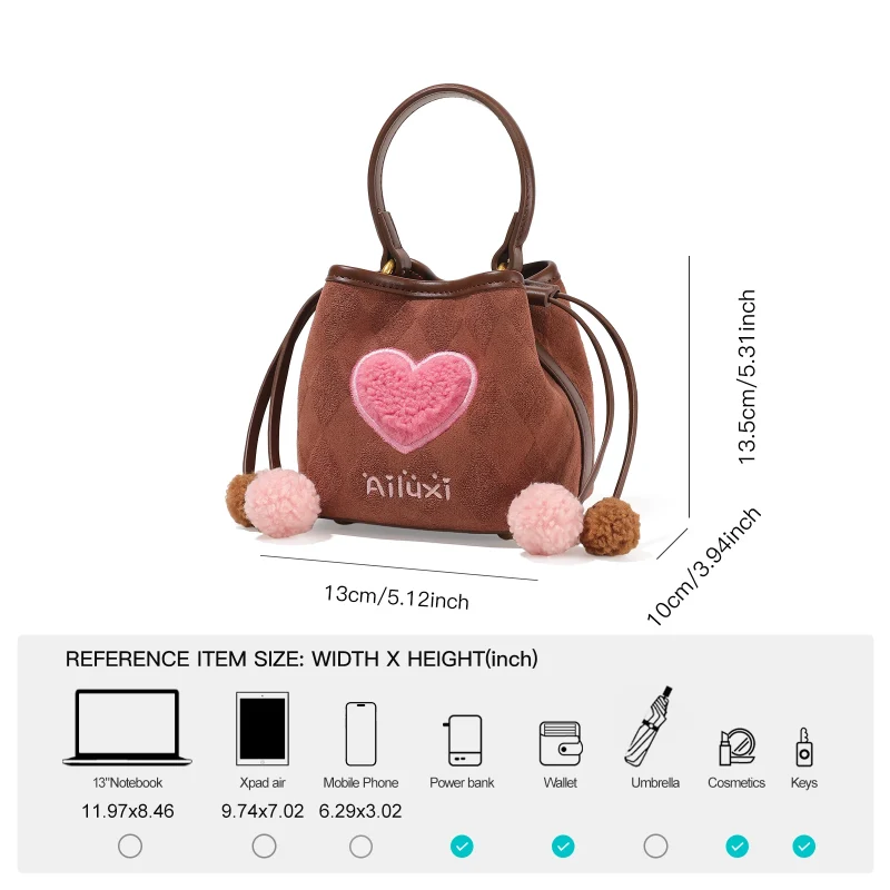 Love Heart Decoration Bucket Bag - Image 3