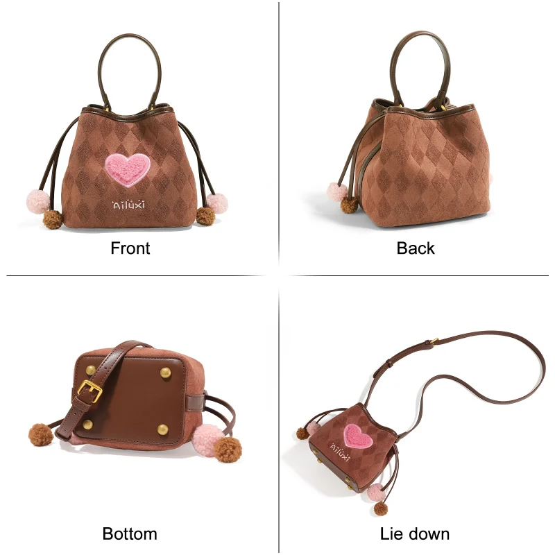 Love Heart Decoration Bucket Bag - Image 4