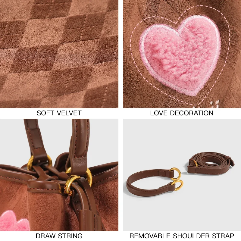 Love Heart Decoration Bucket Bag - Image 5