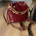 Eco Genuine Leather Quilted Drawstring Bucket Bag photo review