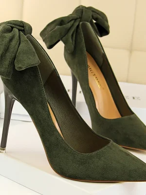 Eco Bowknot Suede High Heels