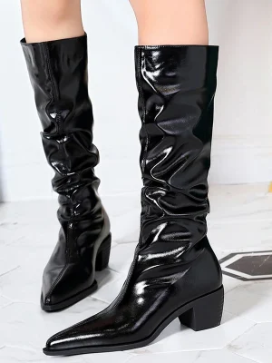 Eco Patent Leather Knee-High Boots