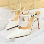 Eco Pu Leather Hollow Heels Sandals - Image 2