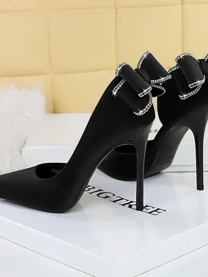 Eco Rhinestone Back Bowknot High Heels