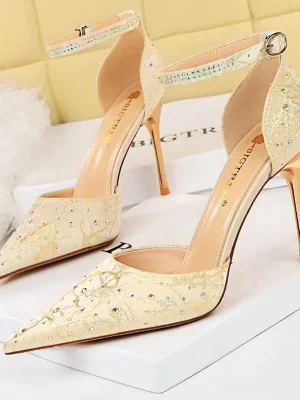 Eco Rhinestone Luxury Pointed Toe Heels