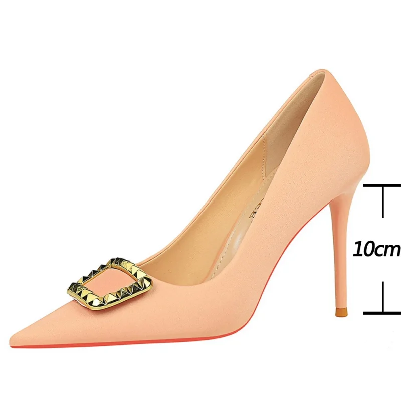 Eco Metal Buckle Decoration High Heels - Image 2