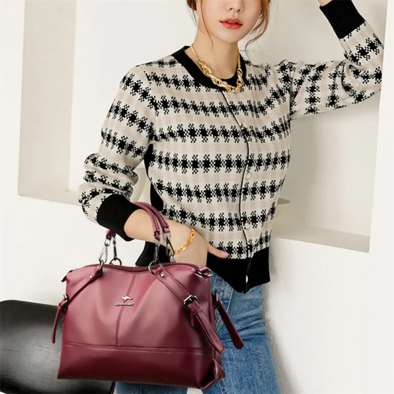 Casual Tote High Quality Leather Crossbody Bags - Image 4