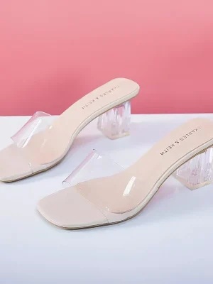 Comfortable Crystal Clear Transparent Heel Slippers