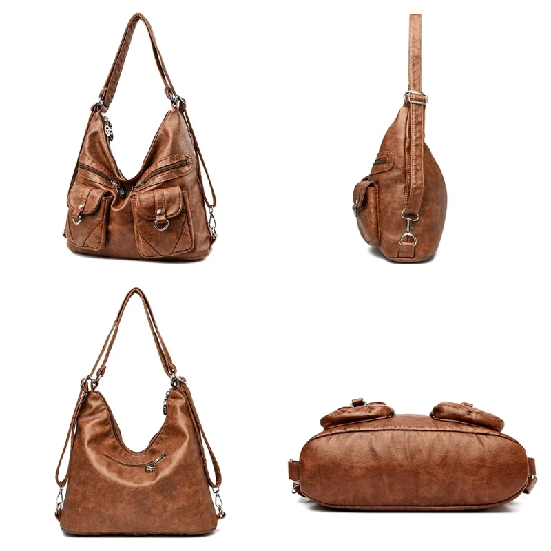 Designer 3 In 1 Vintage Leather Rucksack Backpack - Image 4