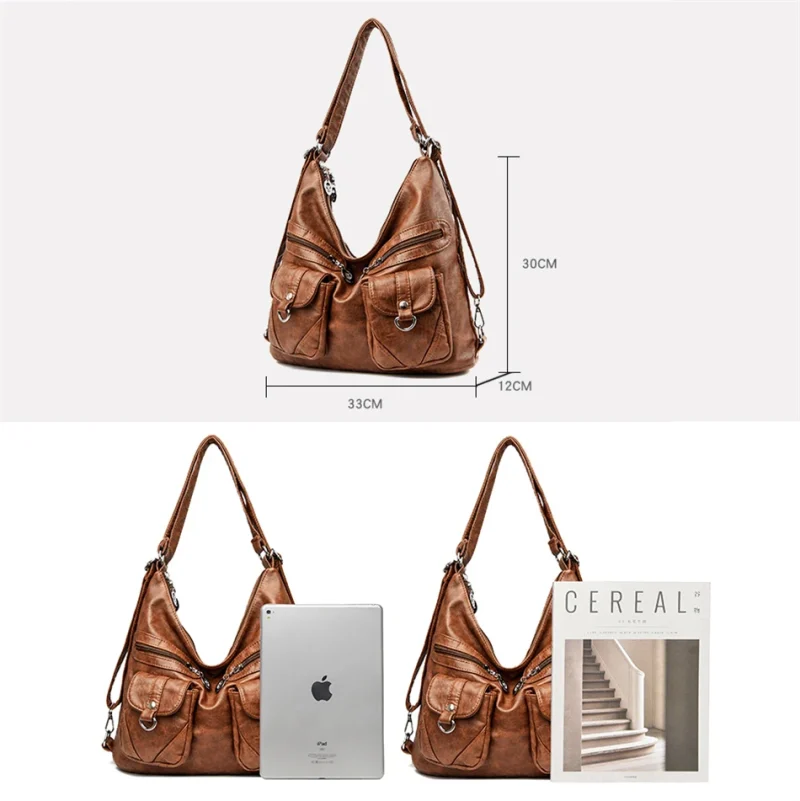 Designer 3 In 1 Vintage Leather Rucksack Backpack - Image 5