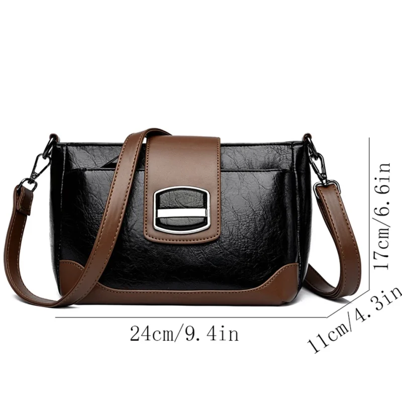 Designer High Quality Retro Oil Wax Skin Leather Shoulder Crossbody Bag - Image 4