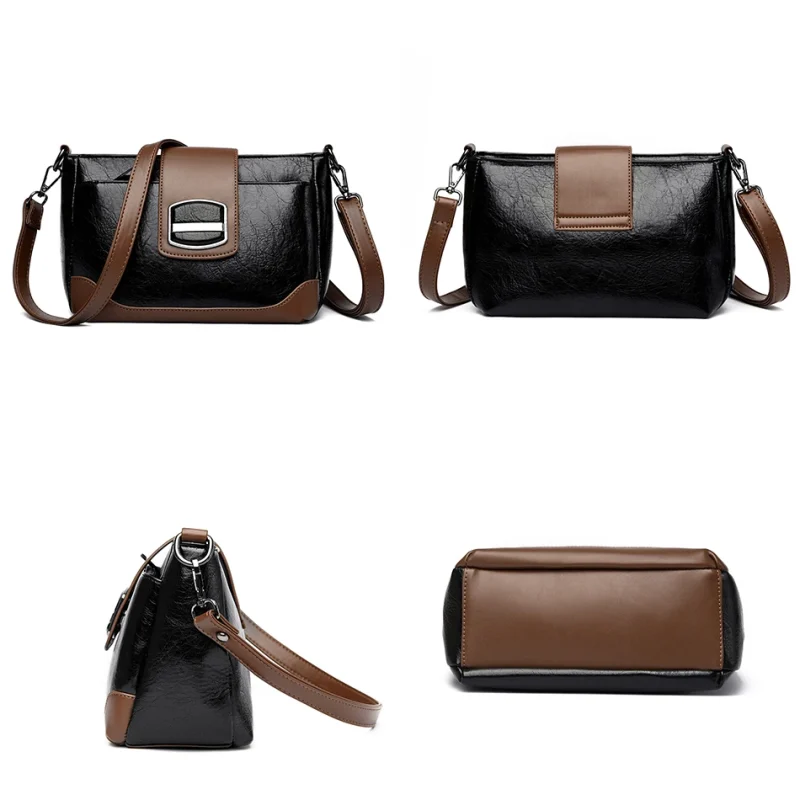 Designer High Quality Retro Oil Wax Skin Leather Shoulder Crossbody Bag - Image 5