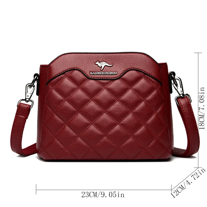 High Quality Leather Diamond Grid Pattern Embroidery Small Crossbody Bags - Image 5