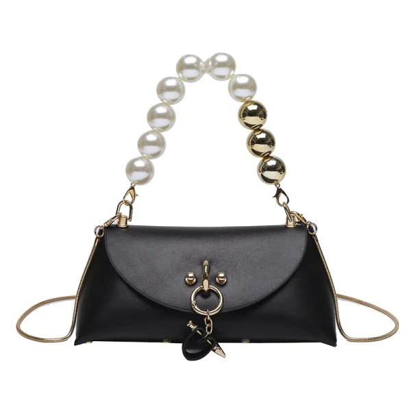 Pearl Chain Mini Leather Shoulder Bags