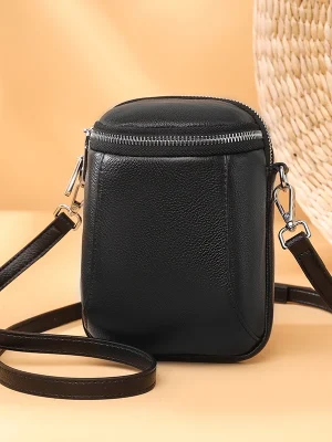 100% cowhide Solid Color Casual Single Shoulder Crossbody Bag