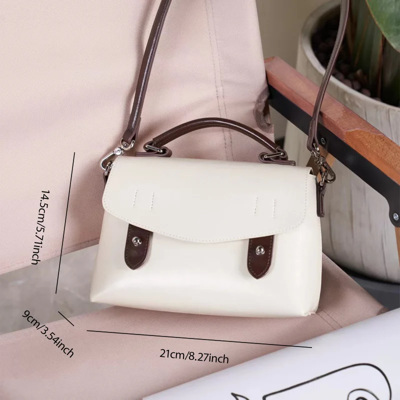 Genuine Leather Large Capacity Daily Commuting Crossbody Bag - Image 3