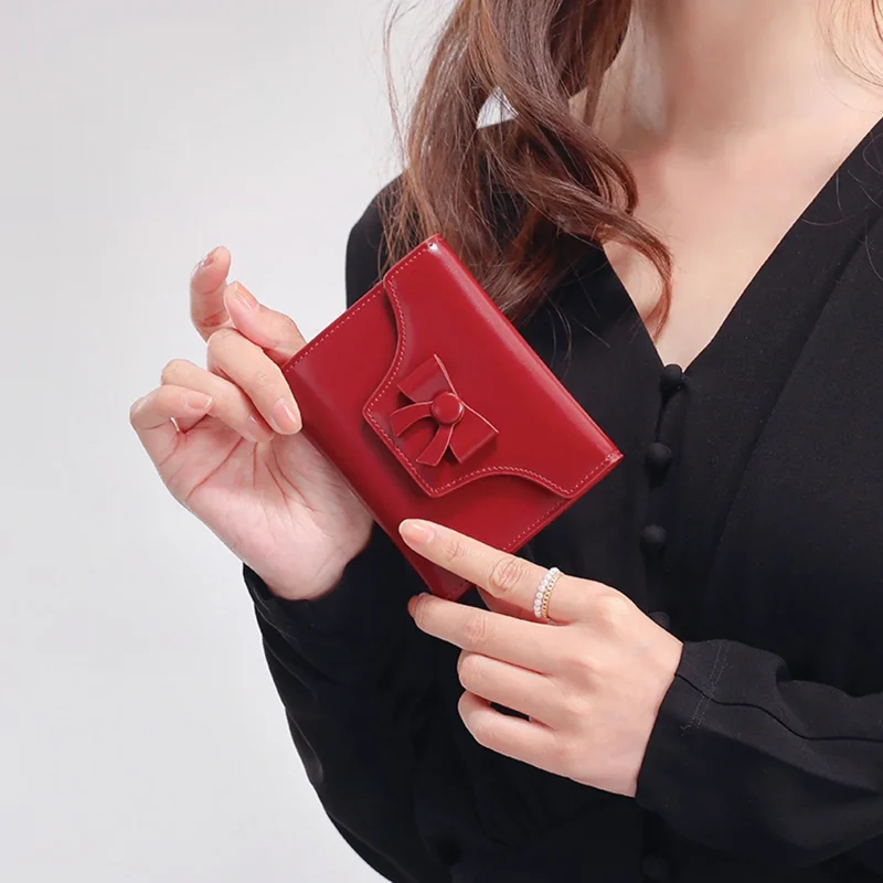 High Quality Genuine Leather  Bowknot Wallet - Image 2
