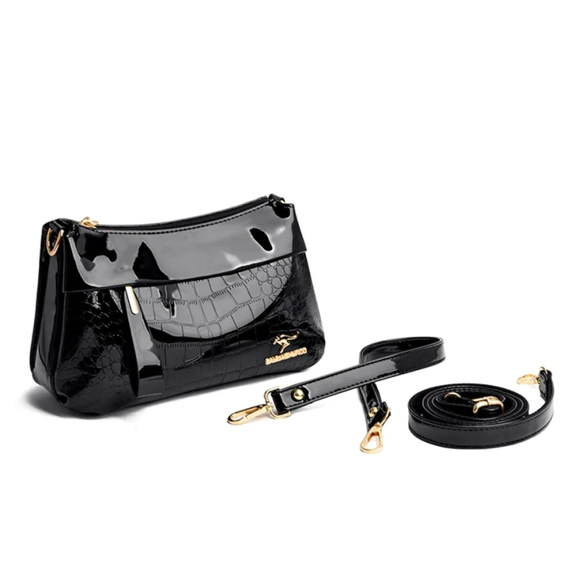 3 Layers Women Luxury Designer Patent Leather Shoulder Messenger Crossbody Bag - Image 7