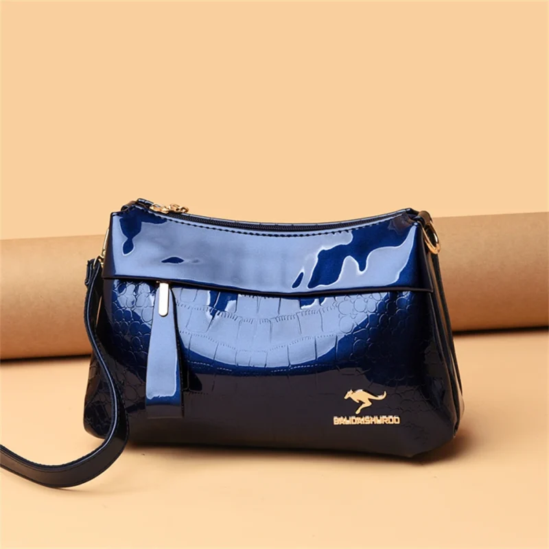 3 Layers Women Luxury Designer Patent Leather Shoulder Messenger Crossbody Bag - Image 6