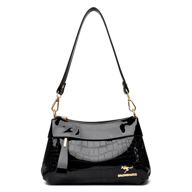 3 Layers Women Luxury Designer Patent Leather Shoulder Messenger Crossbody Bag - Image 9