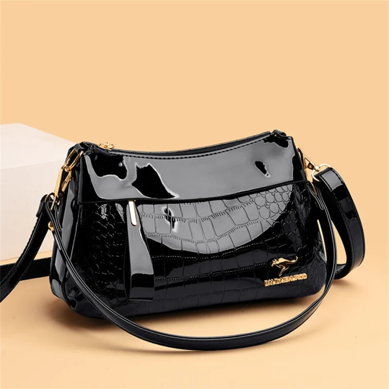 3 Layers Women Luxury Designer Patent Leather Shoulder Messenger Crossbody Bag - Image 5