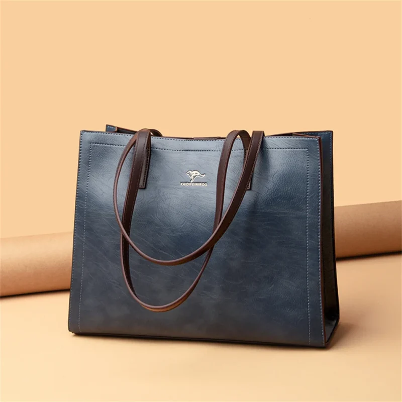 3 Layers Vintage Genuine Leather Big Casual Tote Women Bag - Image 4