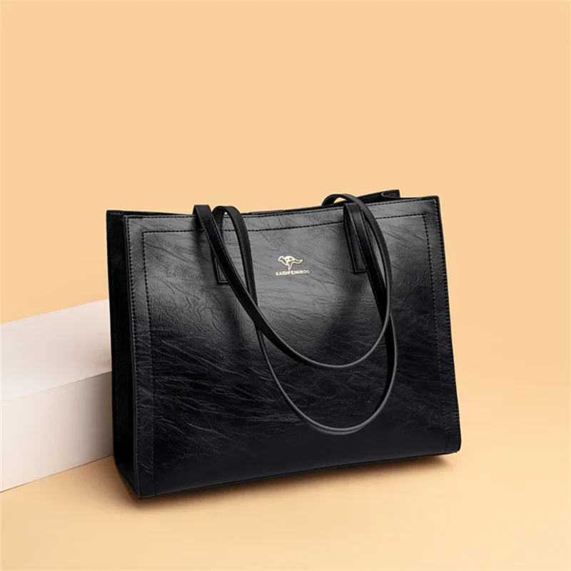 3 Layers Vintage Genuine Leather Big Casual Tote Women Bag - Image 3