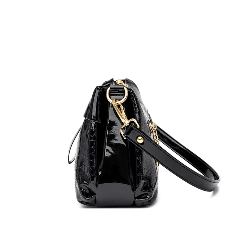 3 Layers Women Luxury Designer Patent Leather Shoulder Messenger Crossbody Bag - Image 12