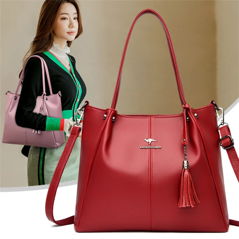 Luxury Branded Designer Real Cowhide Leather Elegant Tote - Image 2