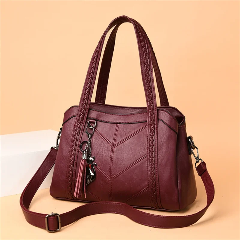 3 Layers Sac A Main High Quality Leather Luxury Handbag - Image 8