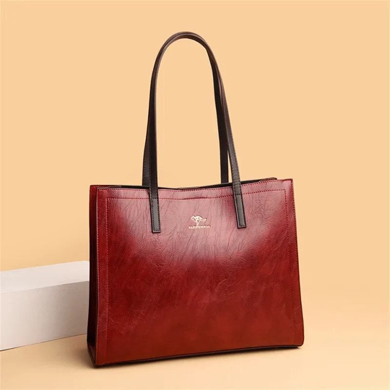 3 Layers Vintage Genuine Leather Big Casual Tote Women Bag - Image 2