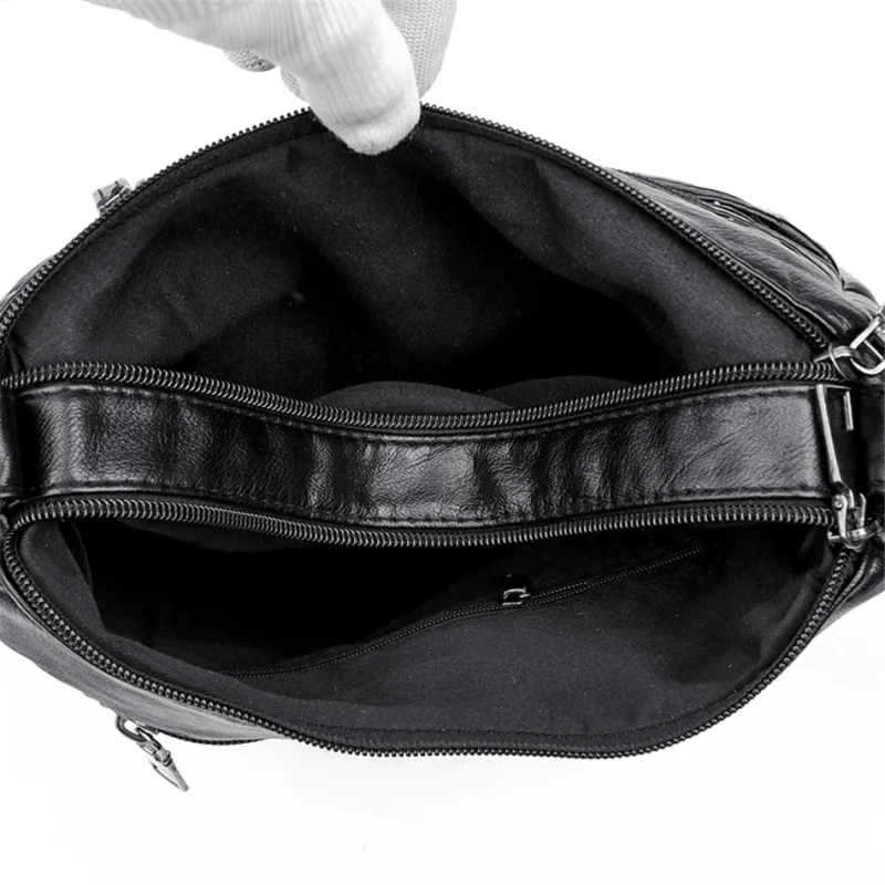 Women Soft Leather Luxury Many Pockets Handbag - Image 5
