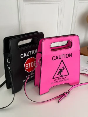 Creative Caution Letters Sign Handbag