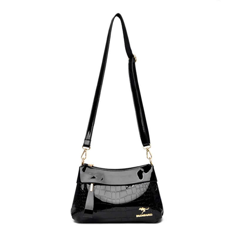3 Layers Women Luxury Designer Patent Leather Shoulder Messenger Crossbody Bag - Image 10