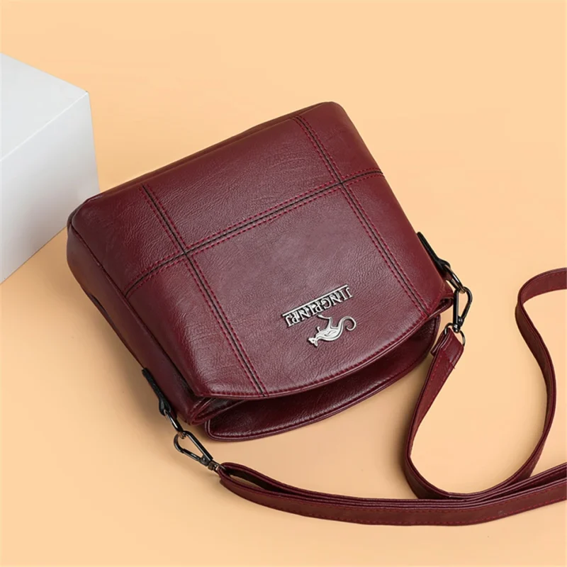 3 Layers PU Leather Crossbody Shoulder Messenger Bag - Image 9