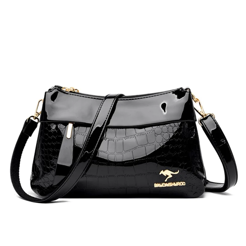 3 Layers Women Luxury Designer Patent Leather Shoulder Messenger Crossbody Bag - Image 11